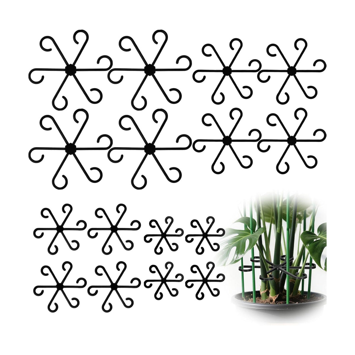 16pcs Plant Stem Support, Plant Support for Indoor Plants, 4 Sizes Climbing Houseplant Stem Holders, Reusable Plant Stabilizer, Indoor Plants Accessories