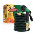 Flexi Hose with 8 Function Nozzle, 75FT - Lightweight Expandable Garden Hose, No-Kink Flexibility, 3/4 Inch Solid Brass