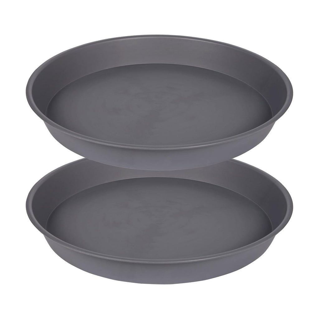 2 Pack of 10 inch Plant Saucer Gray, Heavy Duty Plastic Plant Saucer 10 inch Round, Durable Plant Tray for Pots, Plant Saucers for Indoors, Plant Trays for Planter 9"/10" (10", Cement)