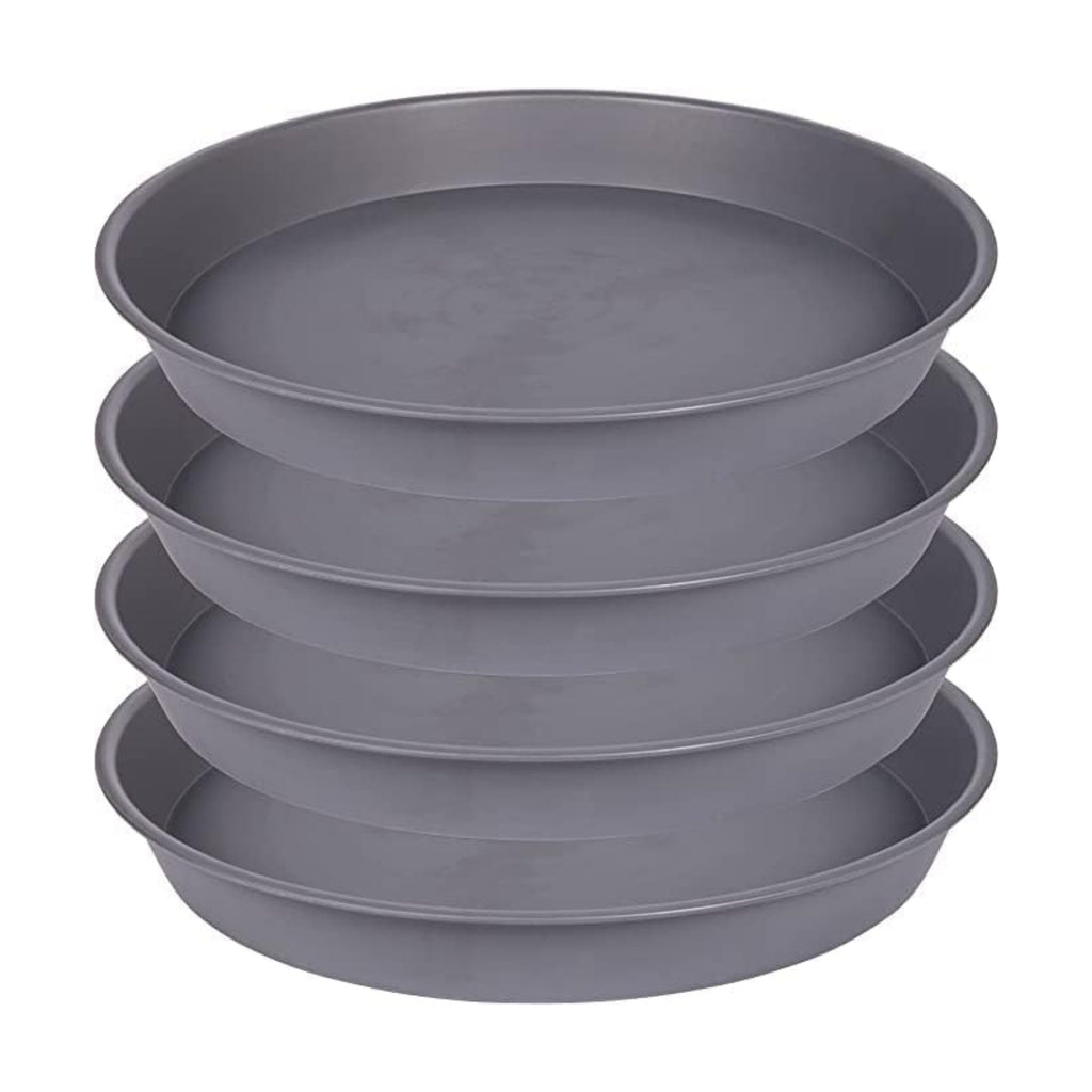 4 Pack of 20 21 inch Plant Saucer Round, Deep Plant Saucers for Pots, Heavy Duty Plastic Plant Drip Tray for Indoors Outdoor, Bird Bath Bowls, Plant Trays for Planter 19-22" (21 inch, Cement)