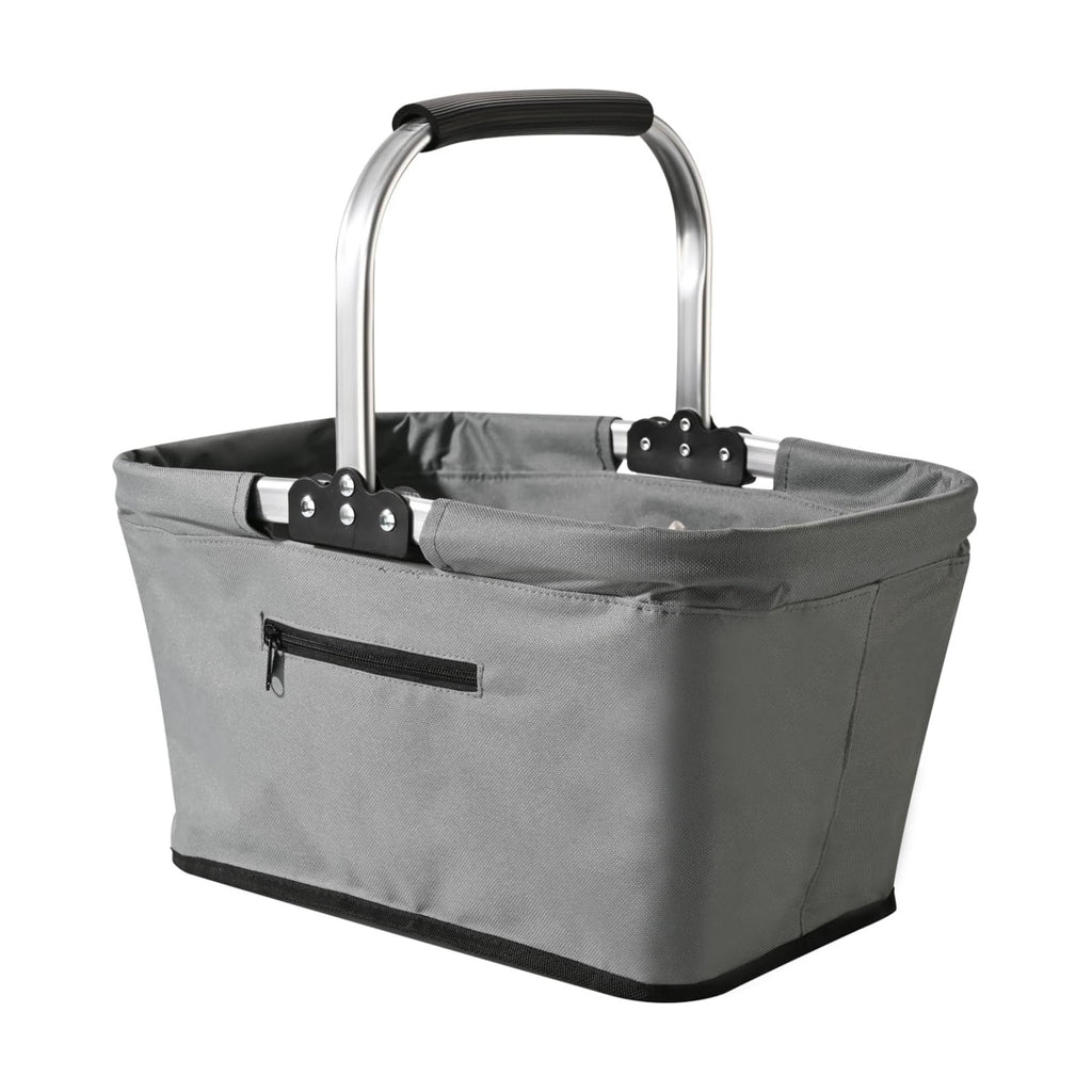 Fox Run Collapsible Shopping Basket with Handle, 17" x 10" x 9" Harvest and Picnic Basket
