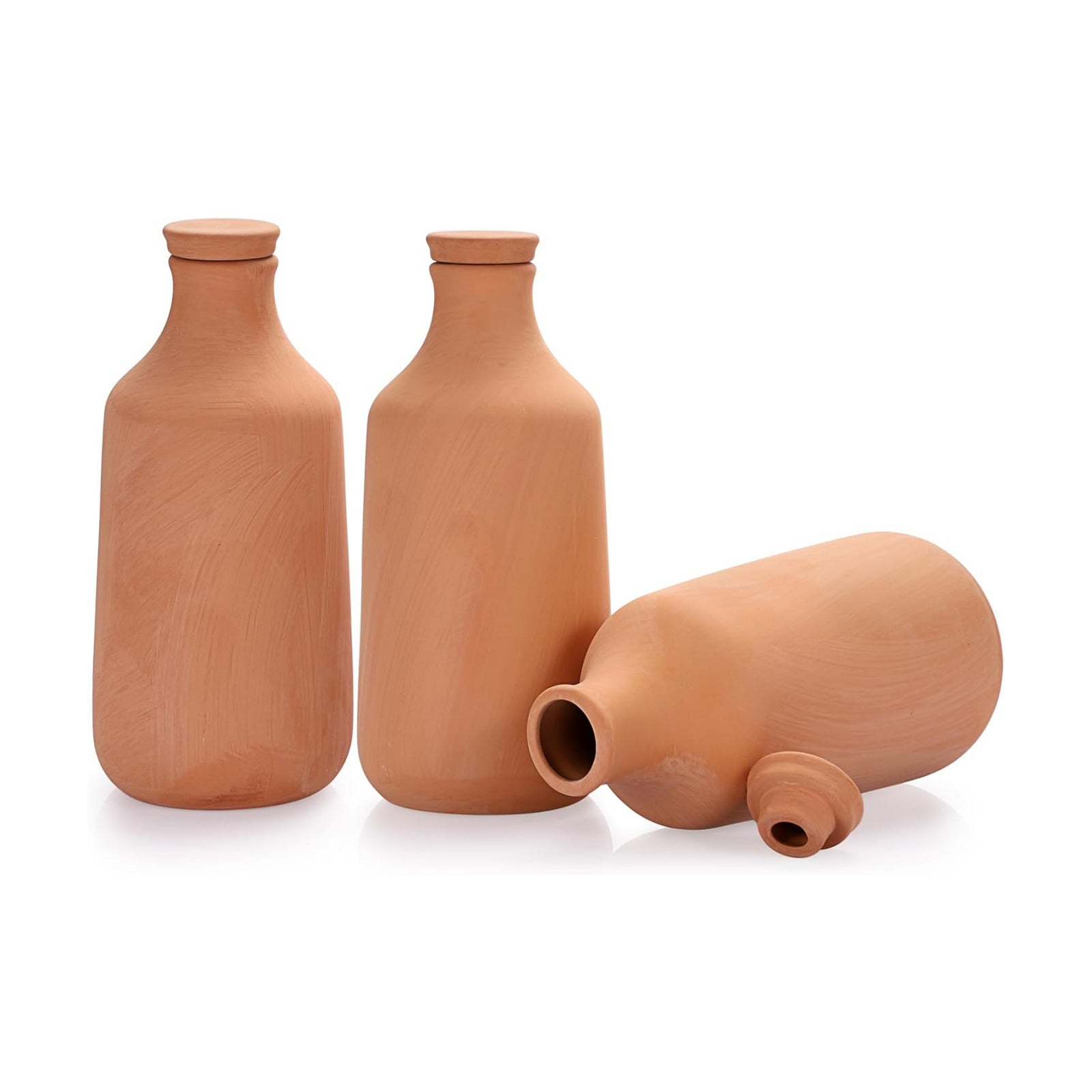 JUXYES 3 Pack Terracotta Self Watering Pots Watering System Planter Spikes | 25.3 oz Plant Watering Globes with Lid