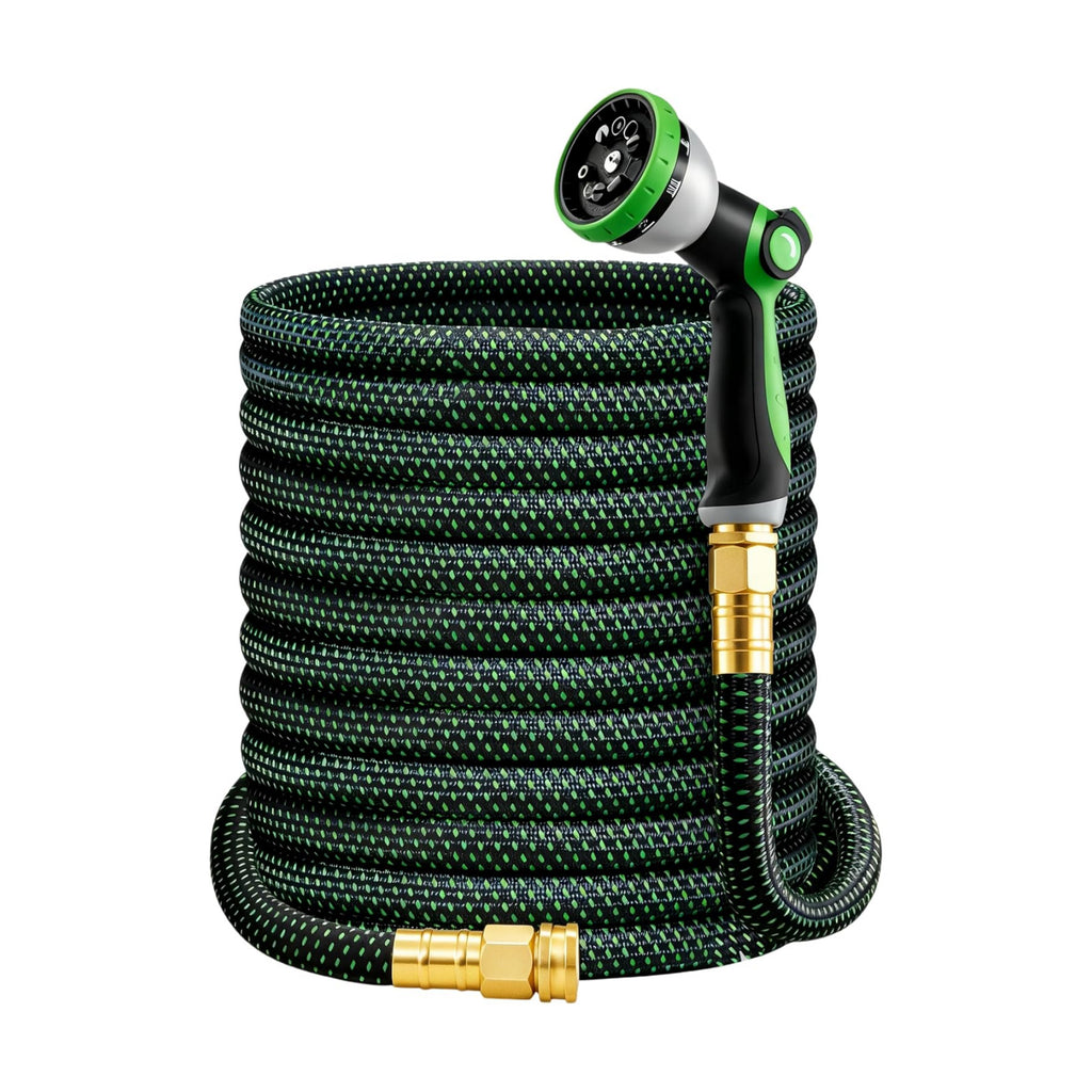 HBlife 50ft Garden Hose, Non Expandable Garden Hose with 10 Function Sprayer Nozzle, Flexible Lightweight Water Hose