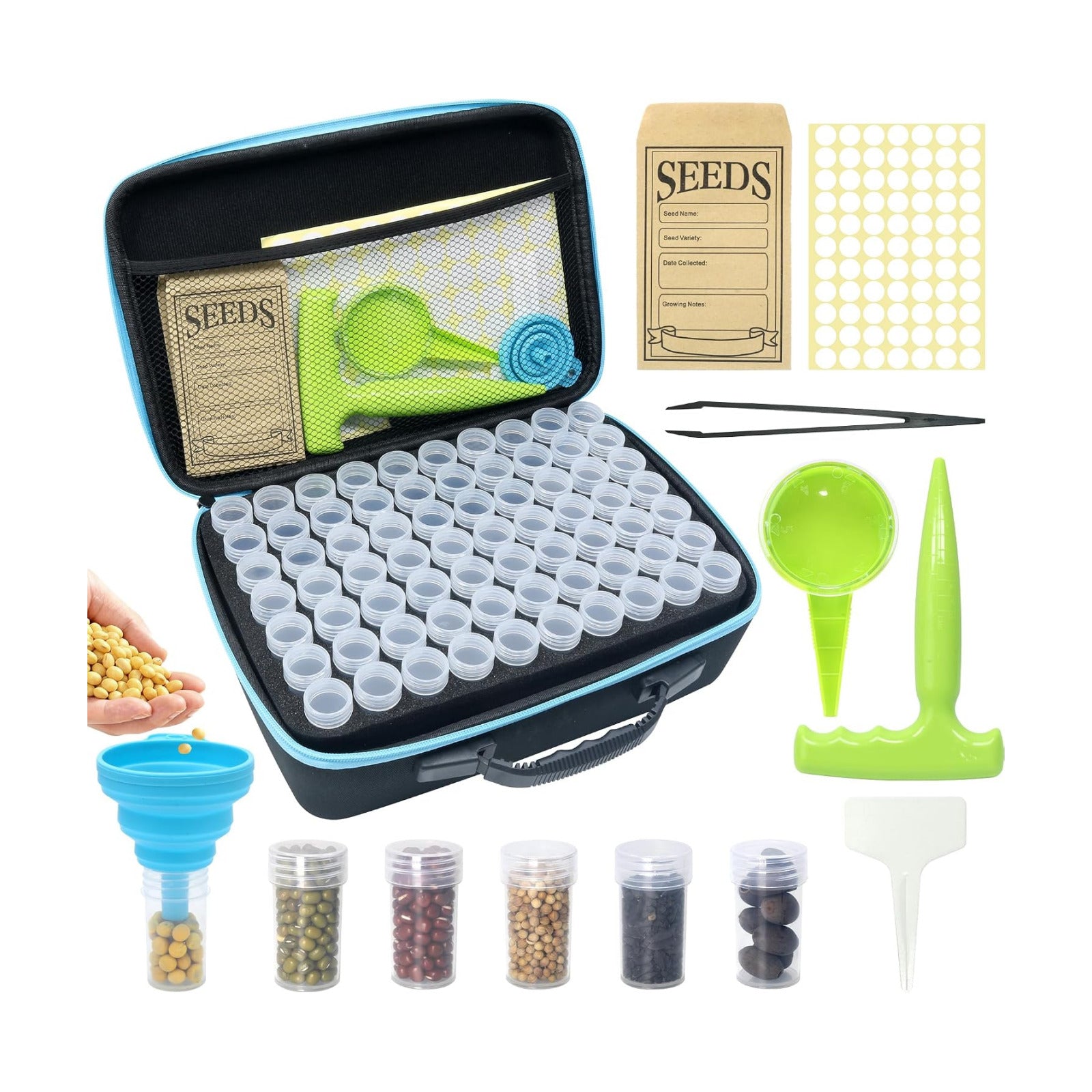 Seed Storage Organizer, 140 Slots Seed Storage Box with 20 Envelopes | Waterproof EVA Seed Storage with 20
