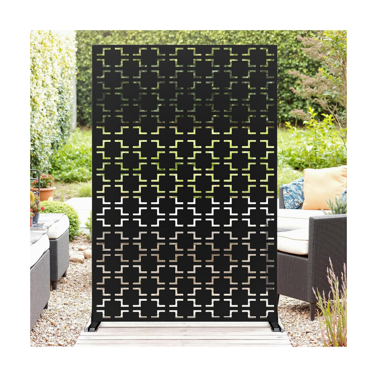 GarveeLife Metal Privacy Screen 72" h x 47" w, Outdoor Privacy Screens and Panels, Freestanding Decorative Fence for