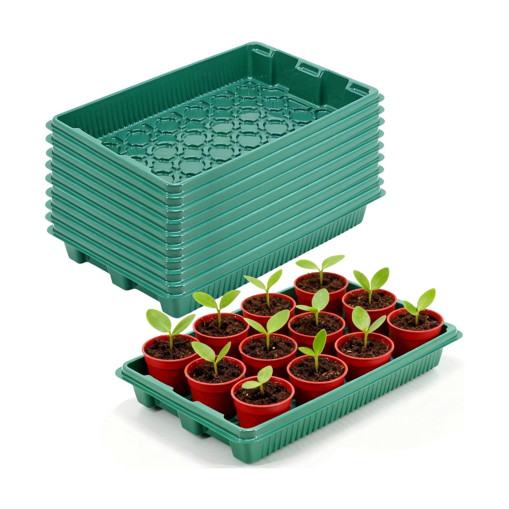 10 Pack 14.8"x9.6" Seed Starter Trays No Drain Holes for Microgreens | No Drain Holes, Thicken Reusable, Ideal for Seed