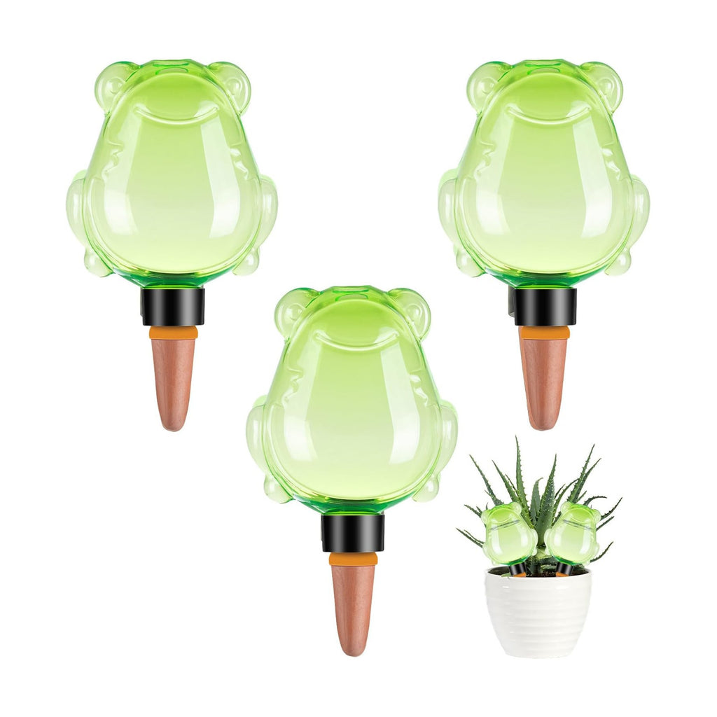 3Pcs Frog Plant Self Watering Globes for Indoor and Outdoor Plastic Water Bulbs Top Fill Plant Watering Globes Slow