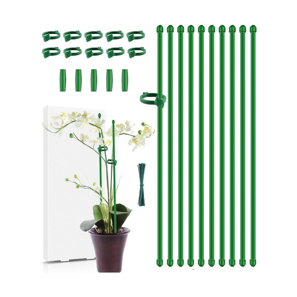 Plant Stakes,MAFONE 10Pcs 15Inch Adjustable Length Plant Support Stakes