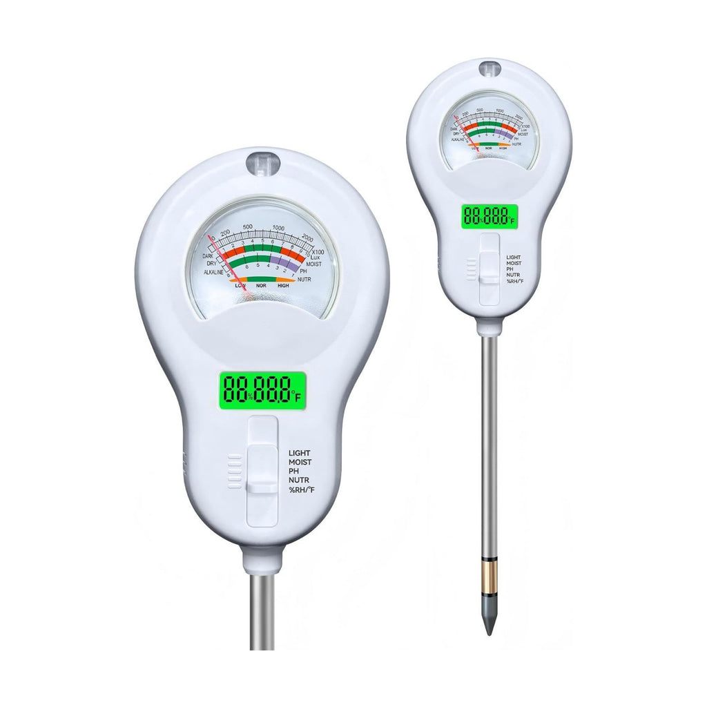 Soil Tester 6-in-1 Soil Moisture Meter Sunlight/Moisture/Fertility/PH/Environment Temperature/Environment