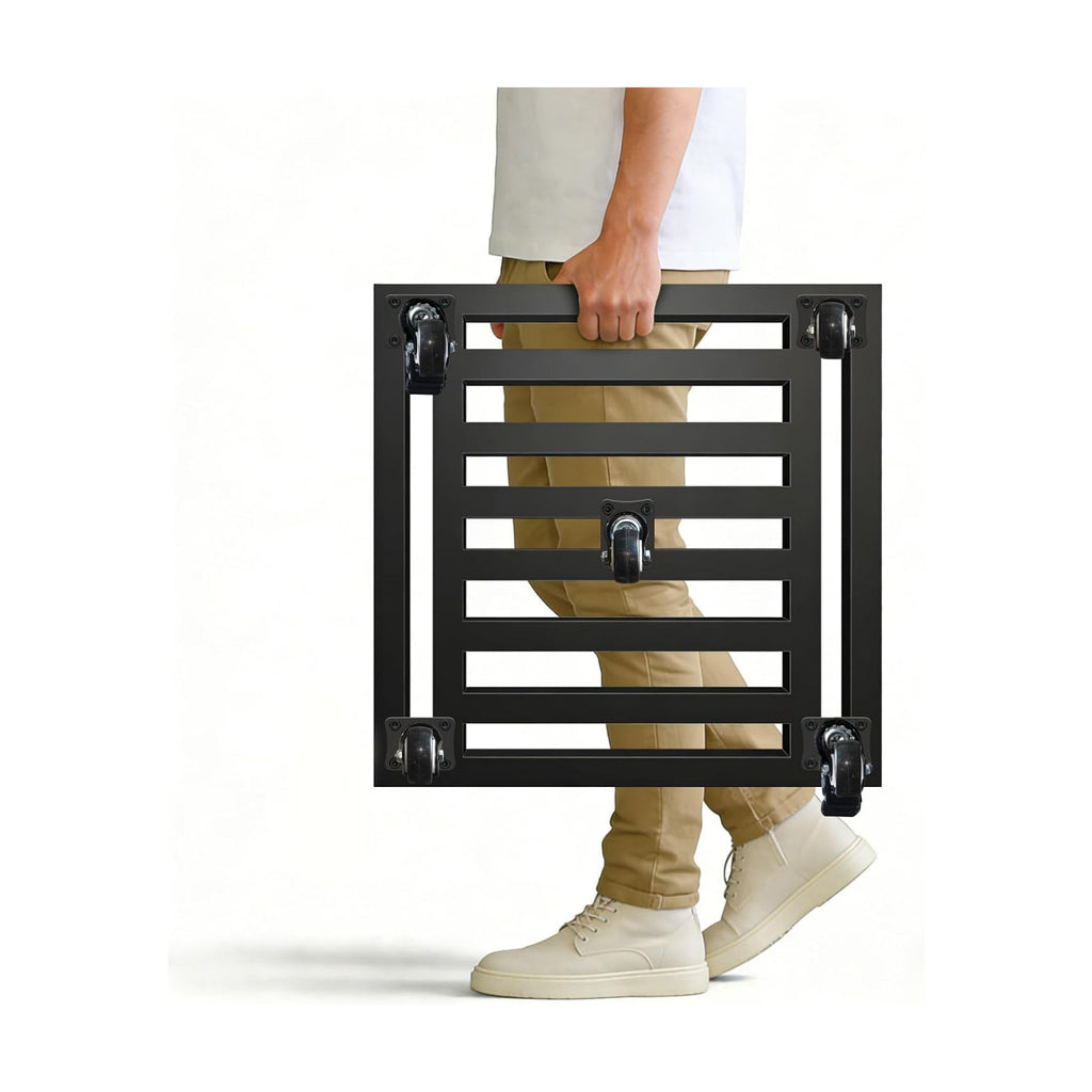 Plant Caddy with Wheels, 20'' Heavy Duty Large Metal Rolling Plant Stand | Square Plant Dolly with Lockable Caster