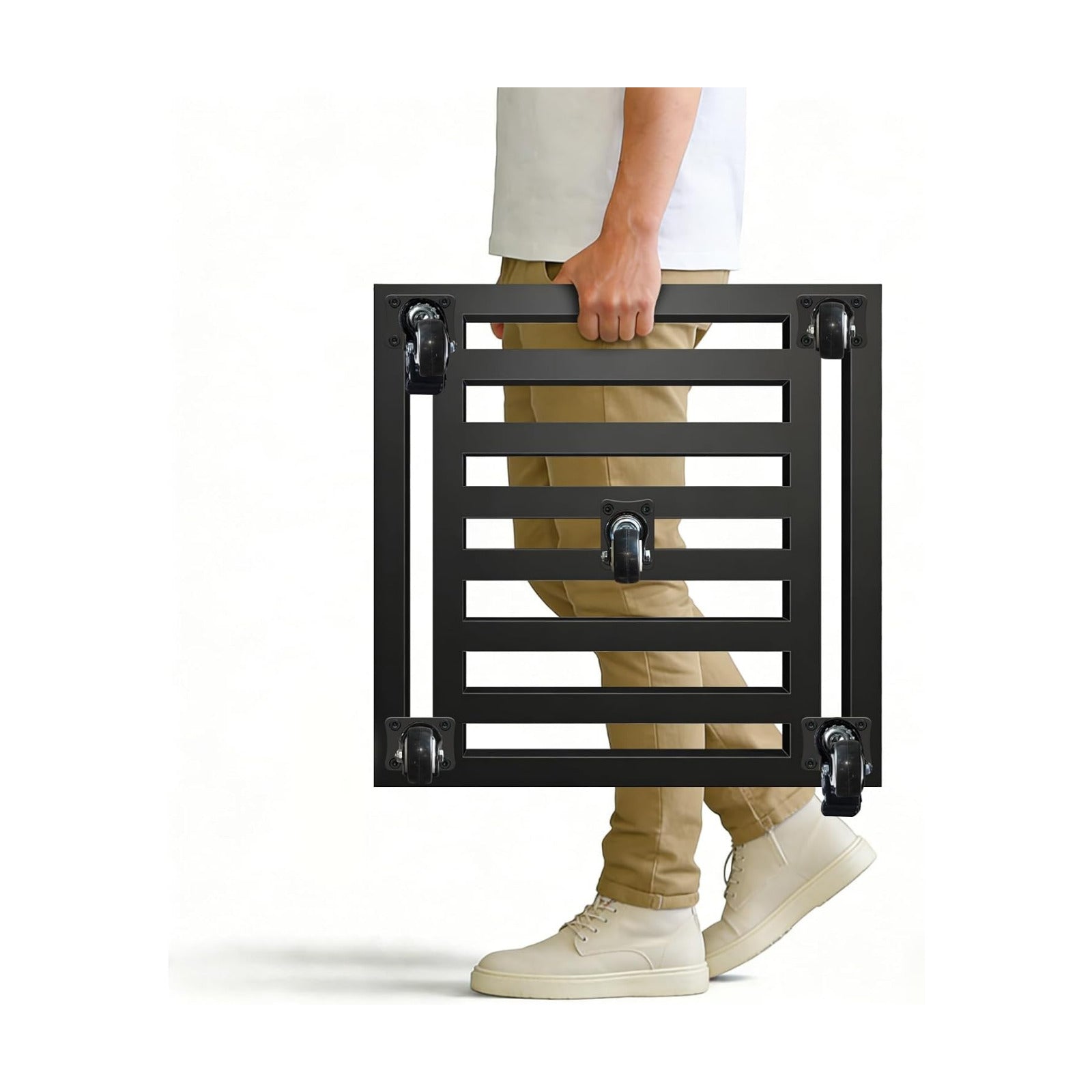 Plant Caddy with Wheels, 20'' Heavy Duty Large Metal Rolling Plant Stand | Square Plant Dolly with Lockable Caster