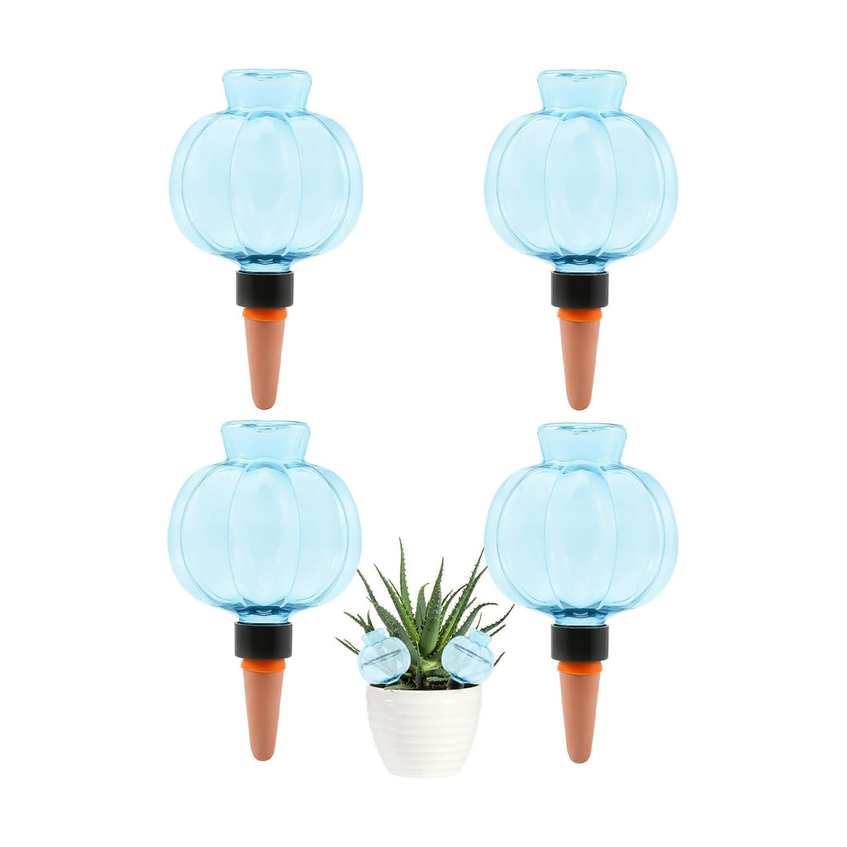 4 Pcs Plant Self Watering Globes, 17oz Large Plastic Water Bulbs Top Fill Watering Globes Slow Release Terracotta