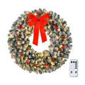 VINGLI 24" Battery Operated Pre Lit Christmas Wreath with 50 LED Lights
