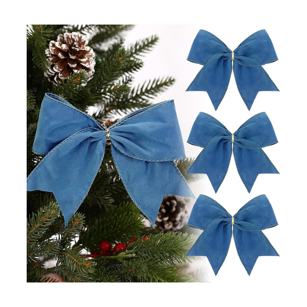 Janinka 12 Pcs 6 Inch Christmas Velvet Bows for Wreath Decor, Dusty Blue