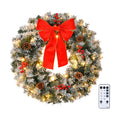 VINGLI 36" Prelit Christmas Wreath, Plug-in Artificial Wreath with 100 LED Lights & 300 Tips for Indoor Door/Window