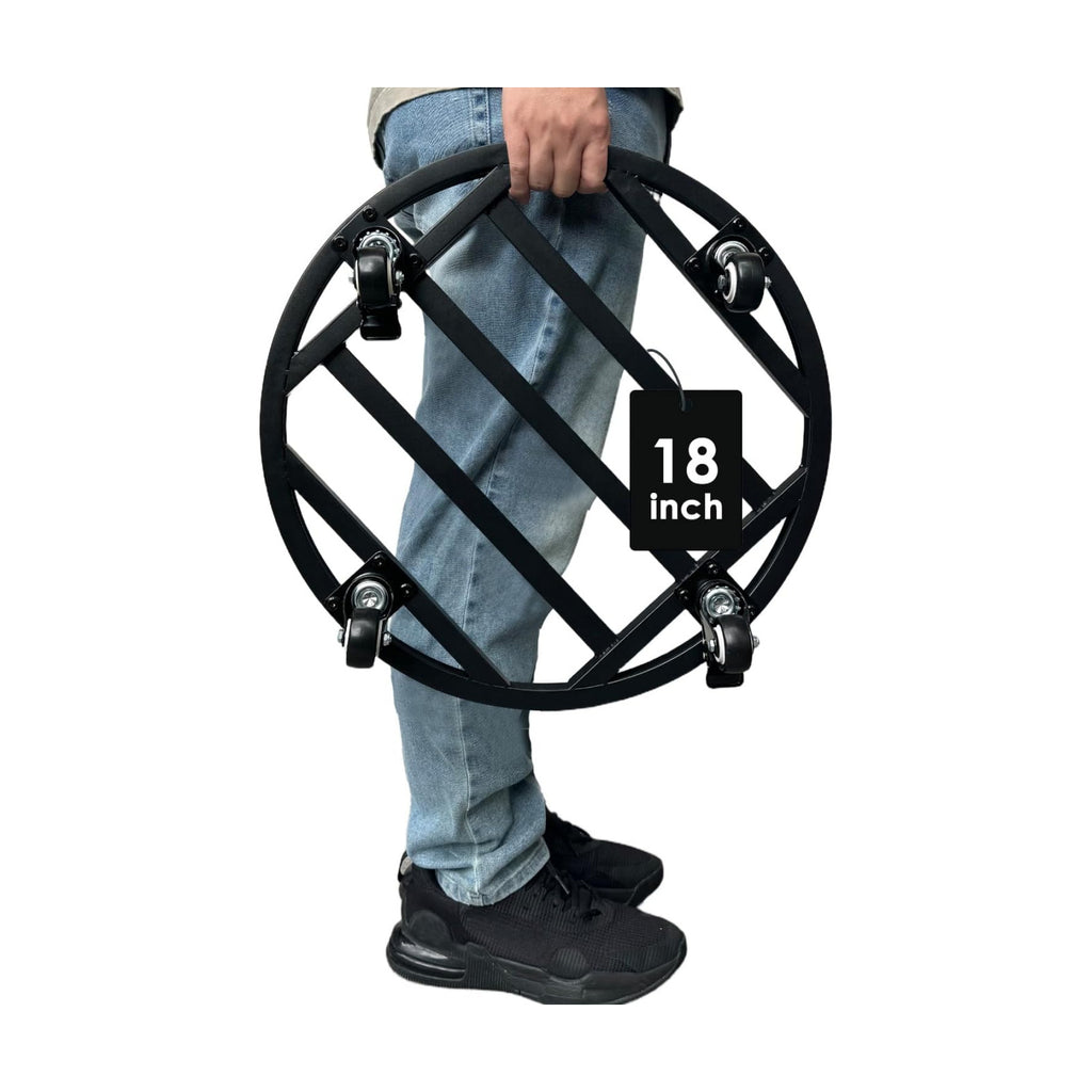 18" Round Plant Stand with Wheels Heavy Duty,Large Metal Plant Caddy Indoor Outdoor Use,Rolling Plant Dolly with