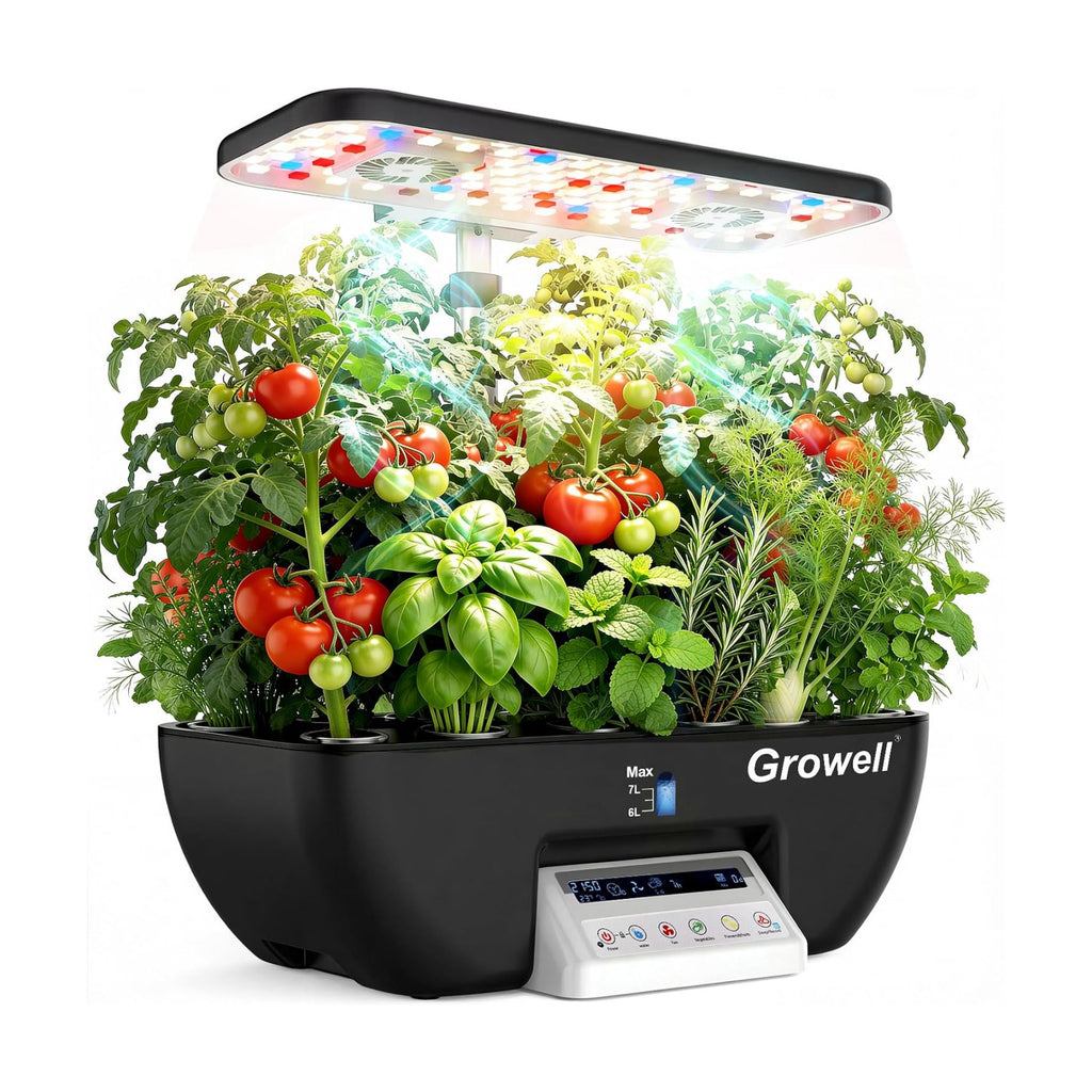 Growell 17 Pods Hydroponics Growing System Kit, Indoor Garden with 2 Fans | for Airflow & Anti-Mold, LED Grow Light