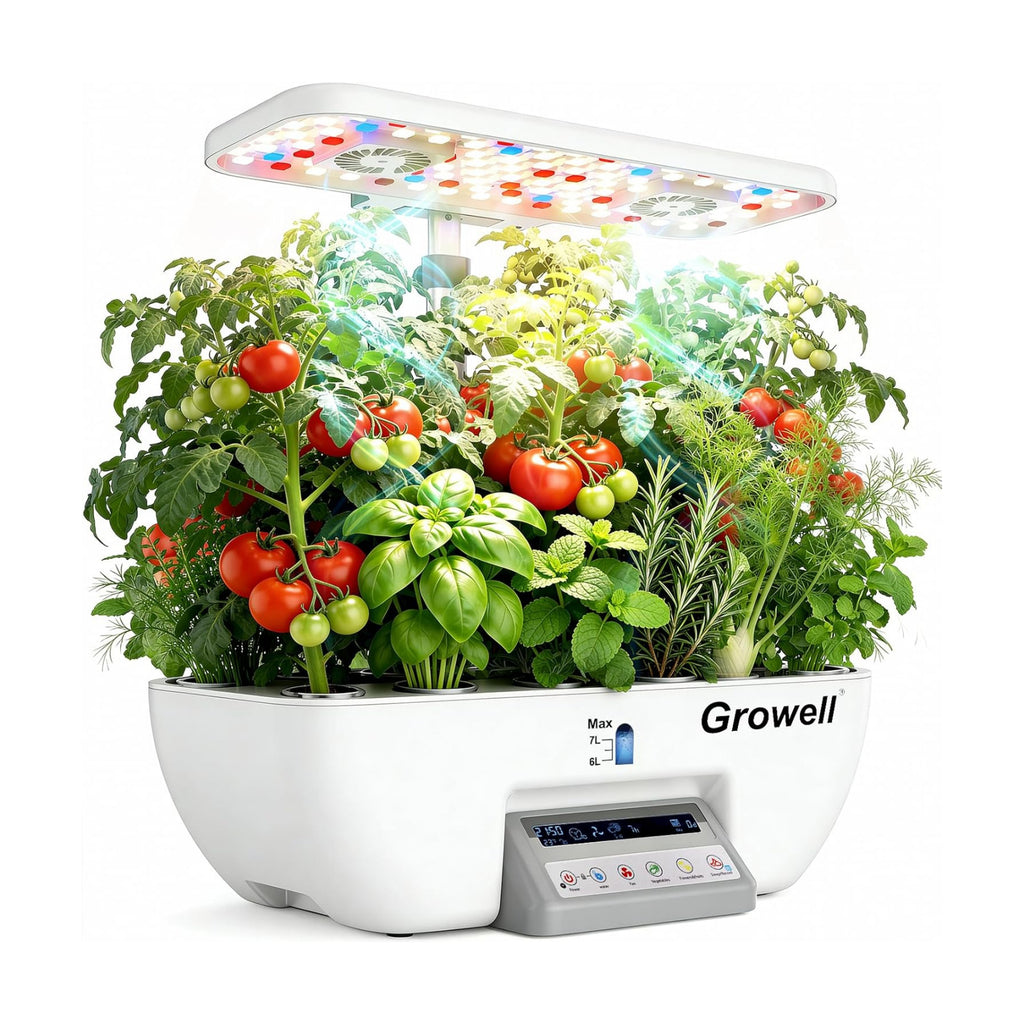 Growell 17 Pods Hydroponics Growing System Kit, Indoor Garden with 2 Fans | for Airflow & Anti-Mold, LED Grow Light