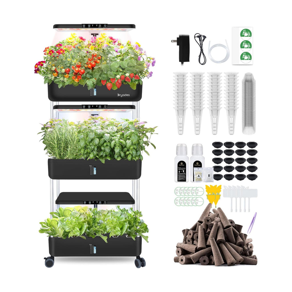 Hydroponics Growing System Indoor Garden - DRYADES Herbs Garden Kit Indoor with LED Grow Light Grow Anything Plants