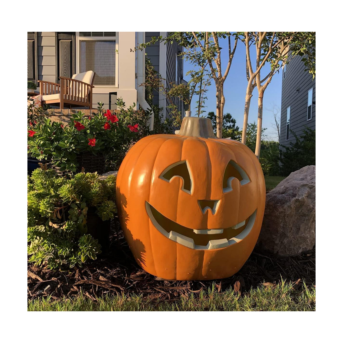 20" Jack-O-Lantern Halloween Plastic Pumpkin Lantern Jack o Lanterns Lighted Pumpkin Decorations with LED Bulb for Indoor/Outdoor Decoration