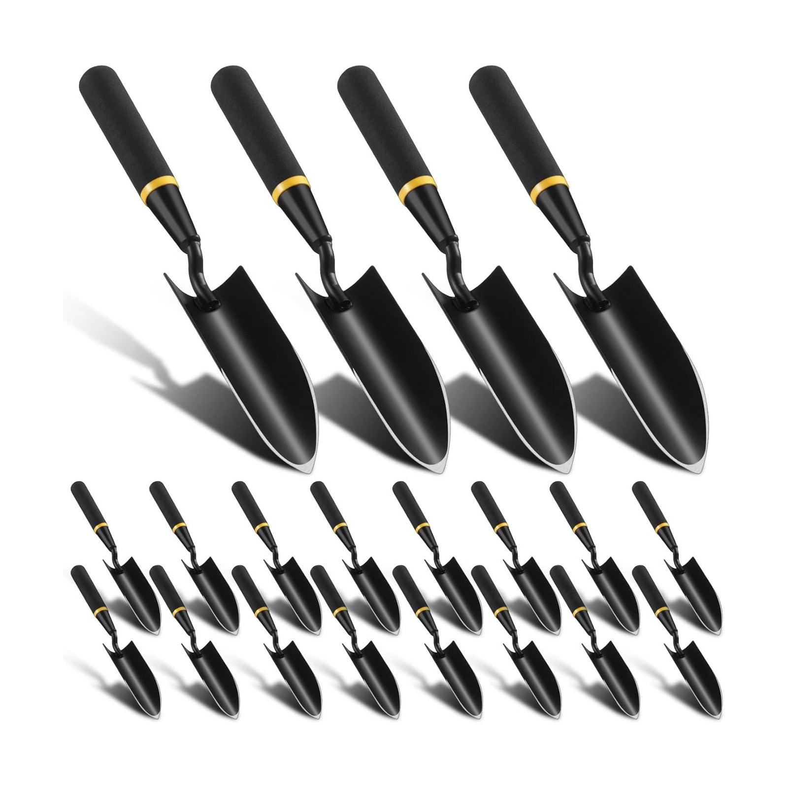 20 Pcs Garden Hand Trowel Heavy Duty Carbon Steel Garden Shovels Tools with Resin Rubberized Handle for Camping