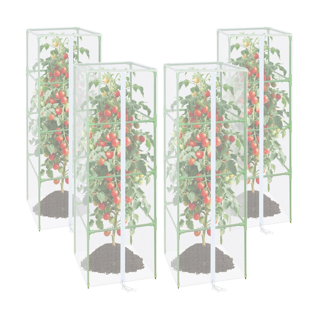 57x16.1 in Garden Tomato Plant Cover Netting for Square Tomato Cage | 4 Pack Durable Garden Bird Netting with Zipper &