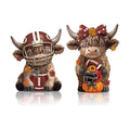Karenhi 2 Pcs Highland Cow Figurines Fall Football Tabletop Decorations