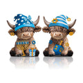 Karenhi 2 Pcs Highland Cow Figurines Resin, Hanukkah Decor for Home Desk