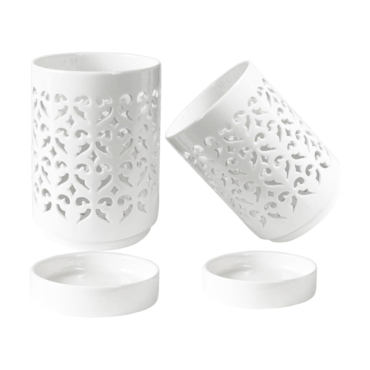 Orchid Pots with Holes 4 Inch, Ceramic Orchid Pot for Repotting with Saucers,More Ventilation Hole Easy Breathing, Plant Pot for Repotting Orchids and Other Flowers - Indoor/Outdoor