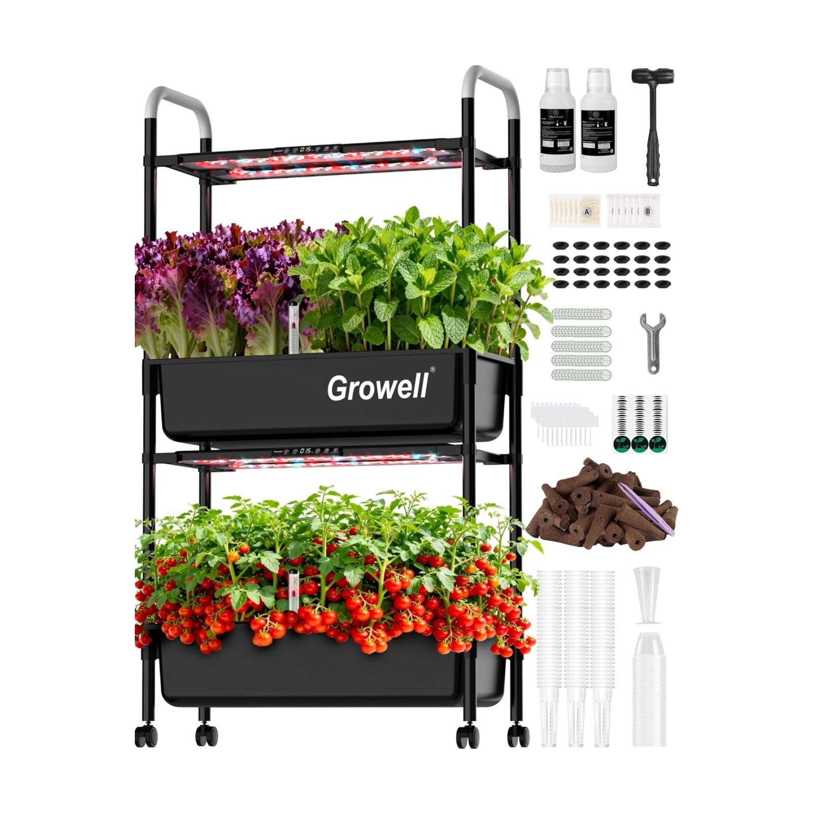 Growell Large Hydroponics Growing System Kit, 54 Pods Vertical Indoor Herb Garden Kit with LED Grow Light & Independent