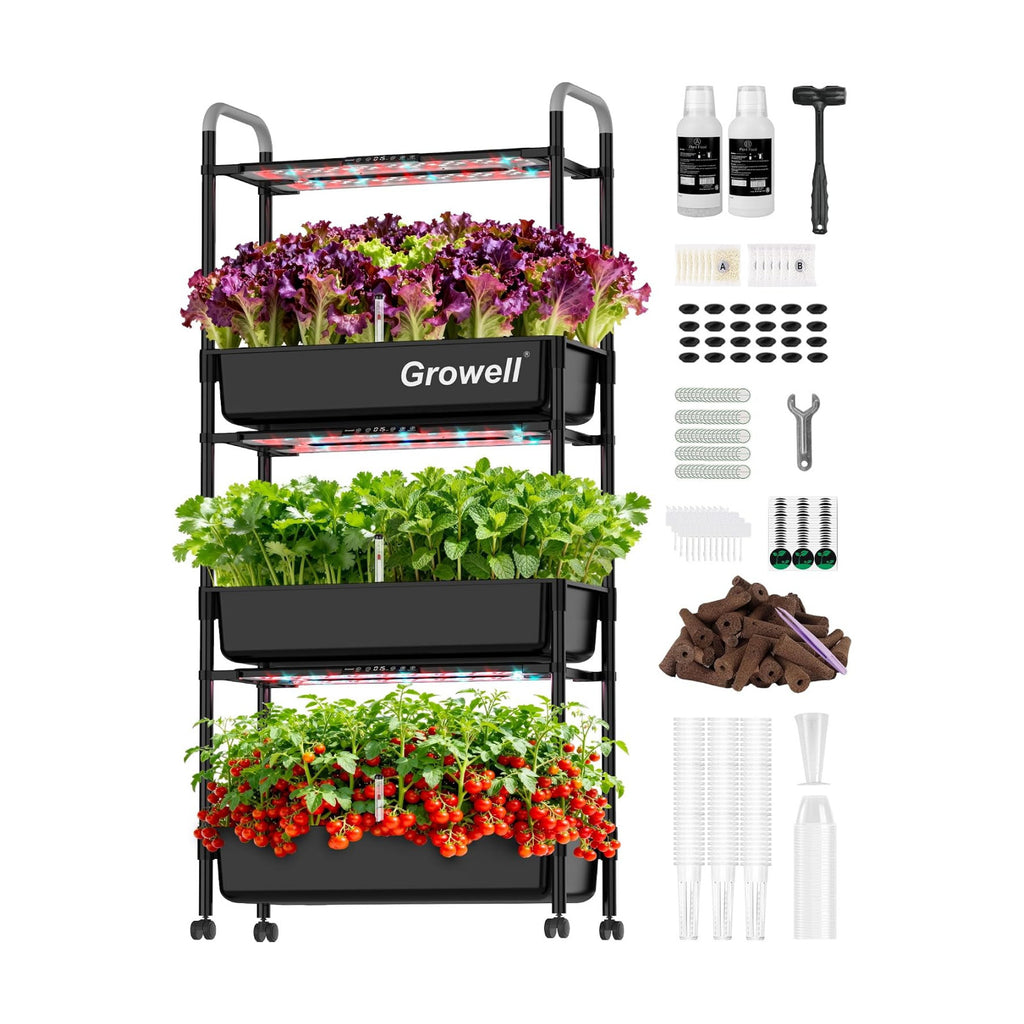 Growell Large Hydroponics Growing System Kit, 81 Pods Vertical Indoor Herb Garden Kit with LED Grow Light & Independent