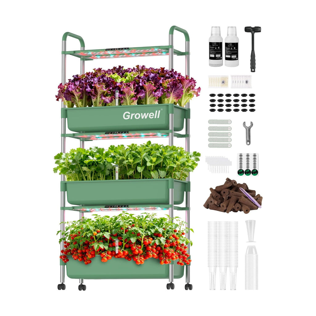 Growell Large Hydroponics Growing System Kit, 81 Pods Vertical Indoor Herb Garden Kit with LED Grow Light & Independent