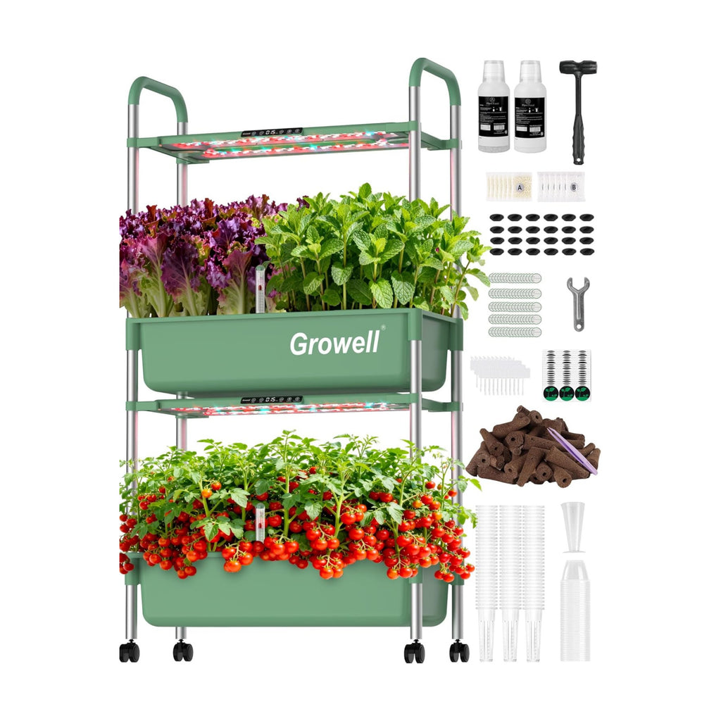 Growell Large Hydroponics Growing System Kit, 54 Pods Vertical Indoor Herb Garden Kit with LED Grow Light & Independent