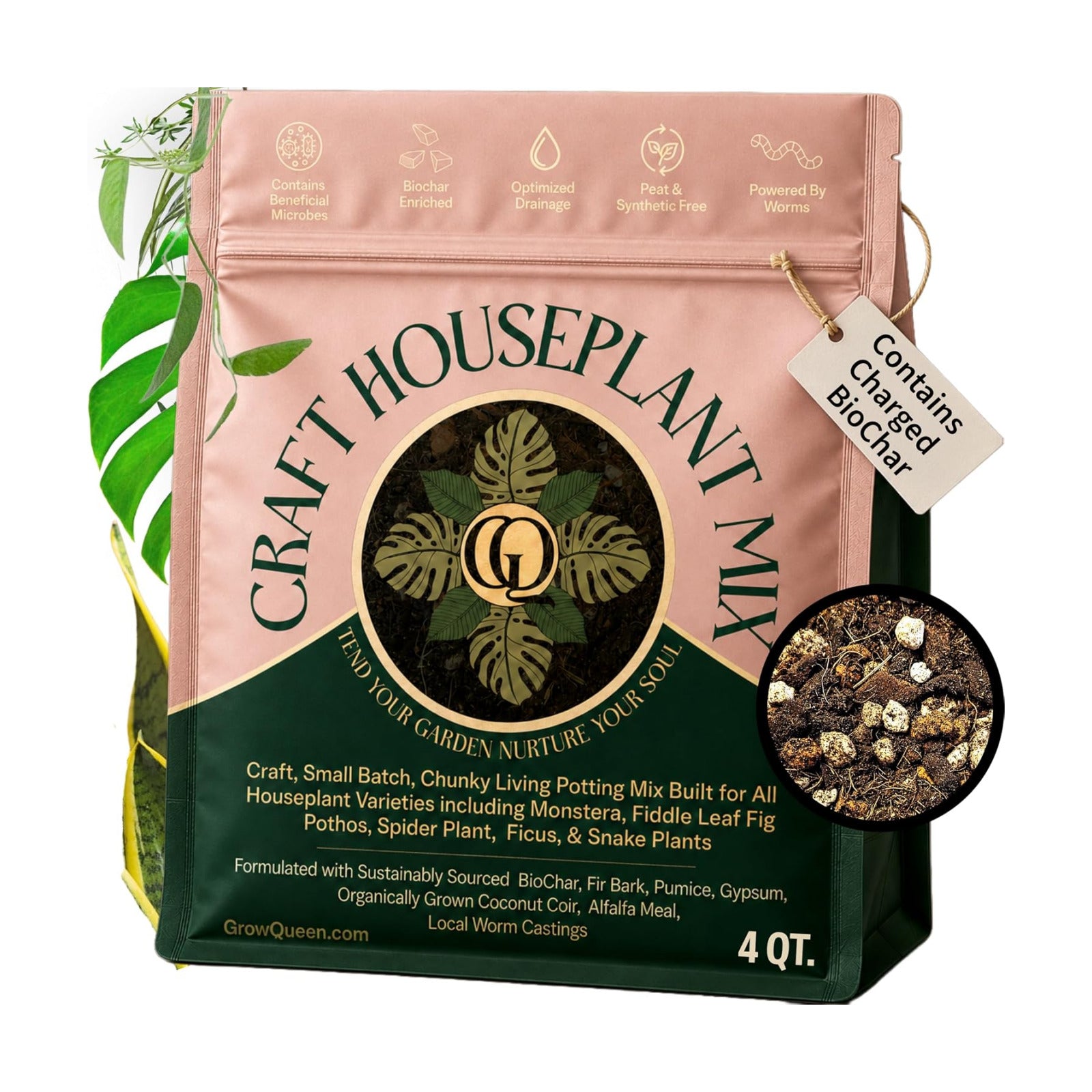 Craft Houseplant Potting Mix, Elite House Plant Soil, Chunky, Well Draining Potting Soil for Indoor Plants, Tropical