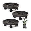 Rolling Plant Stand Outdoor 3 Pack 14 Inch Plant Caddy with Wheels, Black | Durable plant platform, smooth mobility for