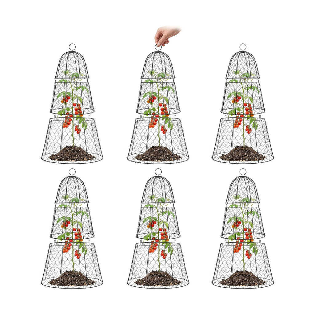 SPECILITE 6 Pack 14"×14"×20" Garden Cloches for Plants with 3 Split Design | Rustproof, with Ground Stakes, Sturdy