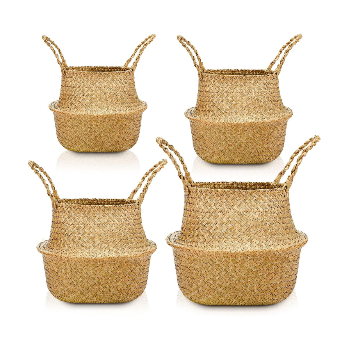 Qunclay 4 Pcs Woven Seagrass Baskets Belly Basket, Xs,S,M,L