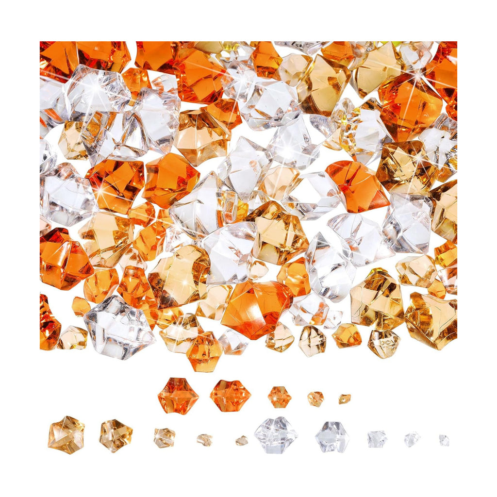 Syhood 570 Pcs Orange, Coffee and Clear Acrylic Gems Plastic Crystals