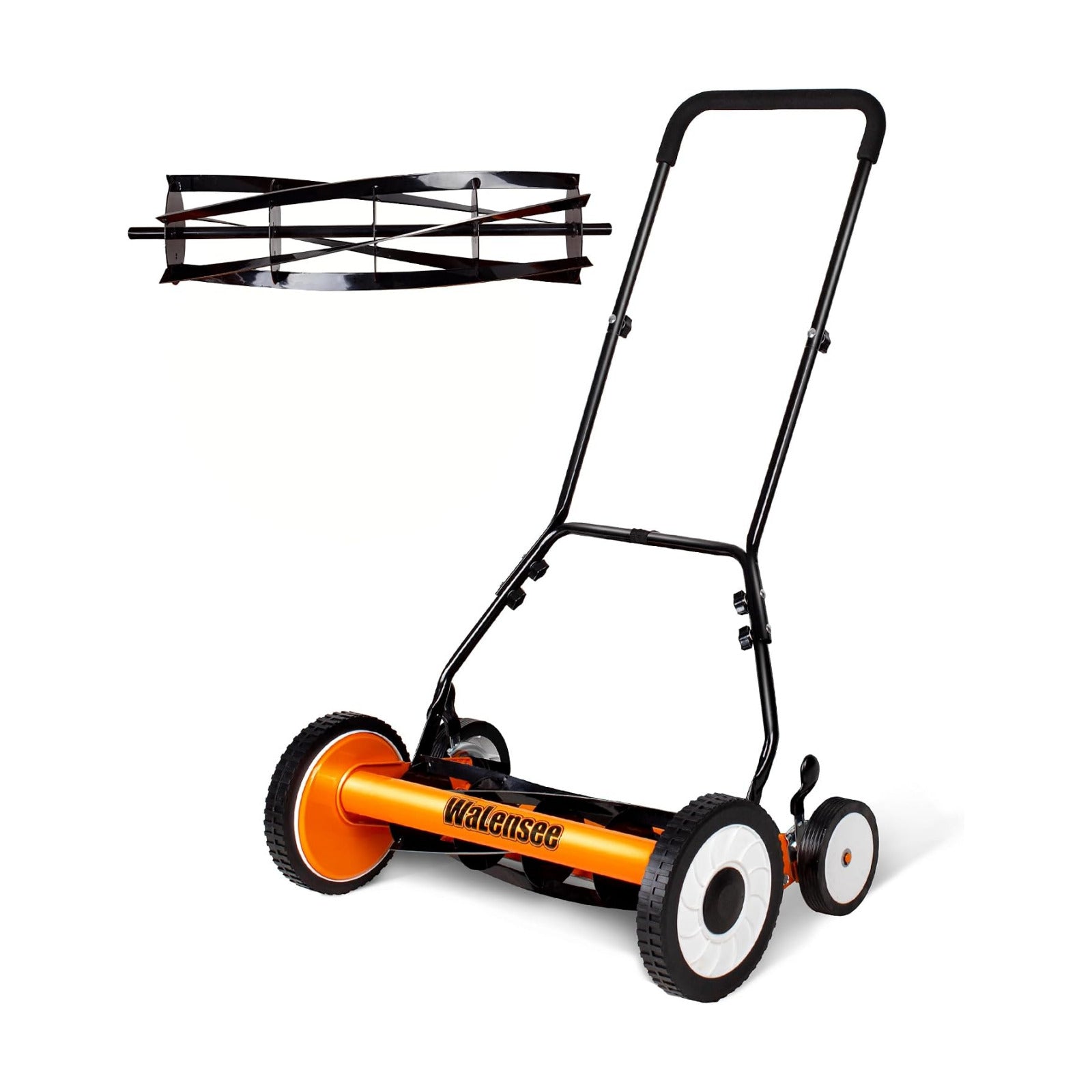 Walensee 18-Inch Manual Lawn Mower, 5-Blade Push Reel, 9 Heights | Precision-Ground Alloy-Steel Blades Deliver Clean