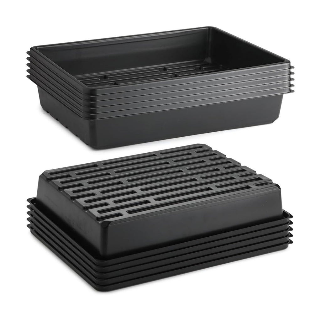 RooTrimmer 10 Pack Seed Starter Trays - Heavy Duty Plastic Flats, Fits 54 Cell Plug Tray, Seedling Tray for Carrying