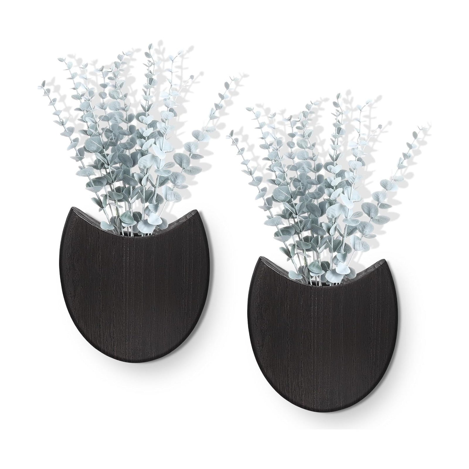 2 Pack Wood Wall Planters with Artificial Plants Farmhouse Boho Wall Decor Pocket Vases for Kitchen Office Living Room
