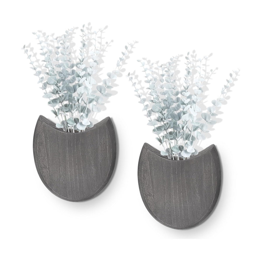 2 Pack Wood Wall Planters with Artificial Plants Farmhouse Boho Wall Decor Pocket Vases for Kitchen Office Living Room