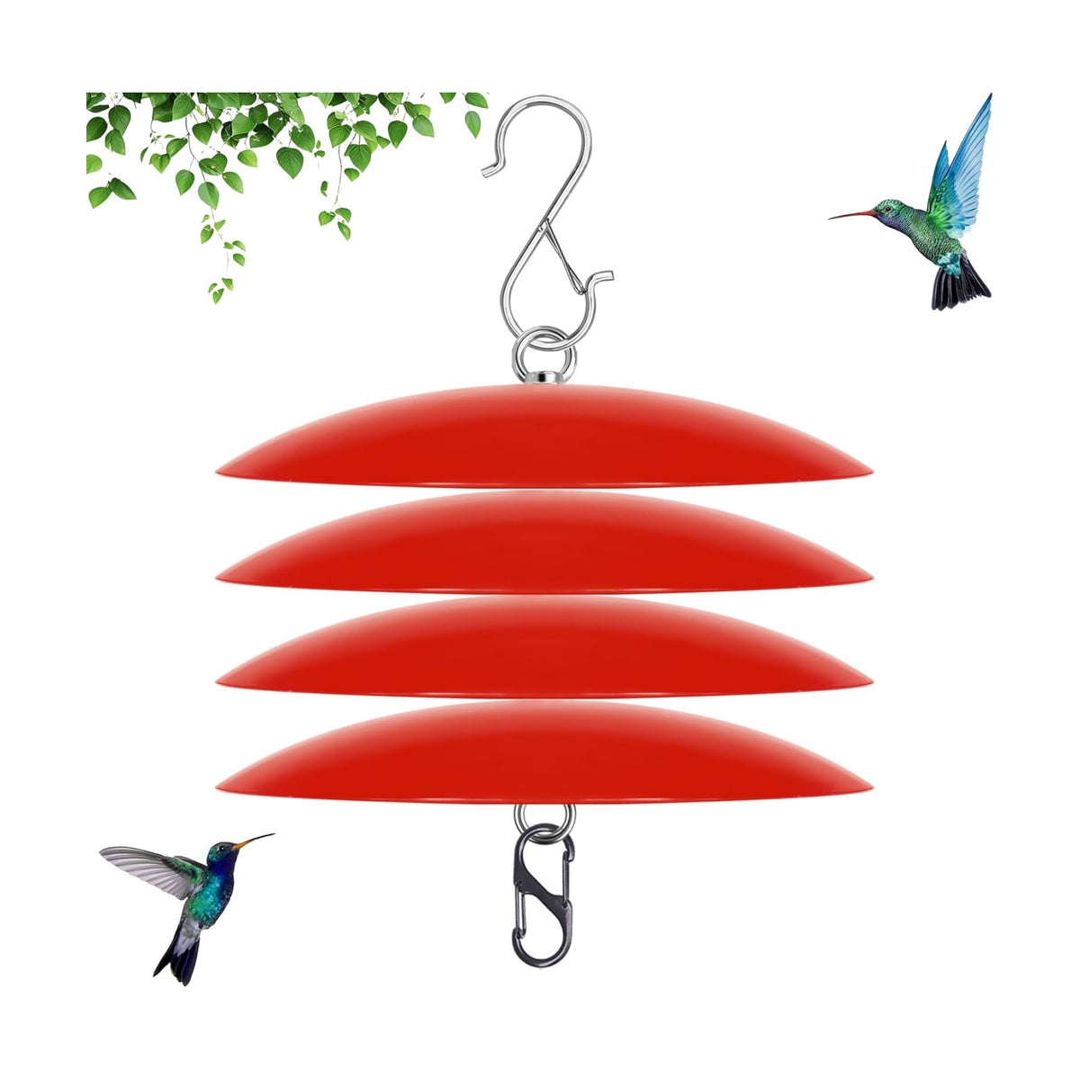 8-Inch Mini Rain Guard for Hummingbird Feeder,Bird Feeders Shade Dome Guard,Squirrel Baffle for Hanging Feeder in the Outdoors (Red), 4 Pack