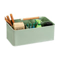 Gardening Tool Caddy, Wooden Handle and 4 Compartments | Metal Green Garden Tool Basket, Large Capacity Garden Caddy