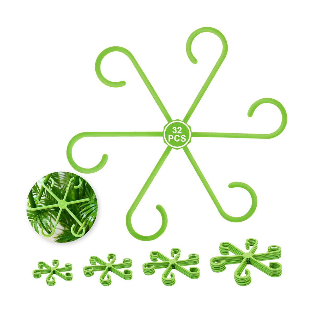 32pcs Plant Support for Indoor Plants,Plant Stem Support, Plastic Reusable Plant Support Clips Indoor Plants Accessories
