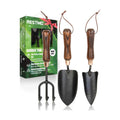 RESTMO Gardening Tools Set, 3-in-1, Carbon Steel, Wooden Handle, Brown | Heavy duty gardening tools kit. Includes