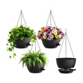 UOUZ 4 Pack 8 Inch Self Watering Hanging Planters for Indoor Outdoor Plants，Hanging Pots for Plants with Drainage