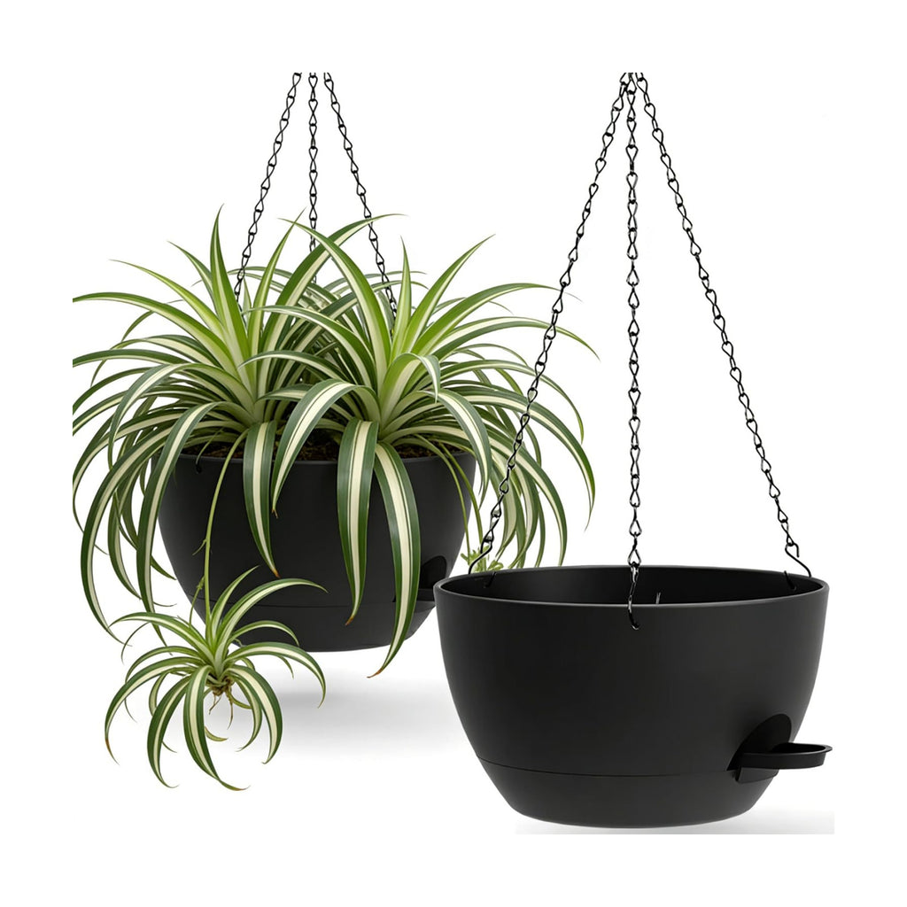 UOUZ 13 Inch 2 Pack Large Self Watering Hanging Planters for Indoor Outdoor Plants, Hanging Plant Pots with Removable