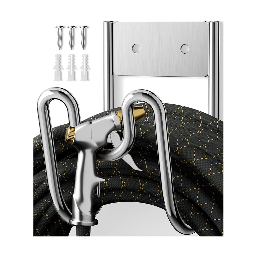 Garden Hose Holder Wall Mount - SS304 Stainless Steel Water Hose Hanger Heavy Duty Rack for Extension Cords Vacuum Hose