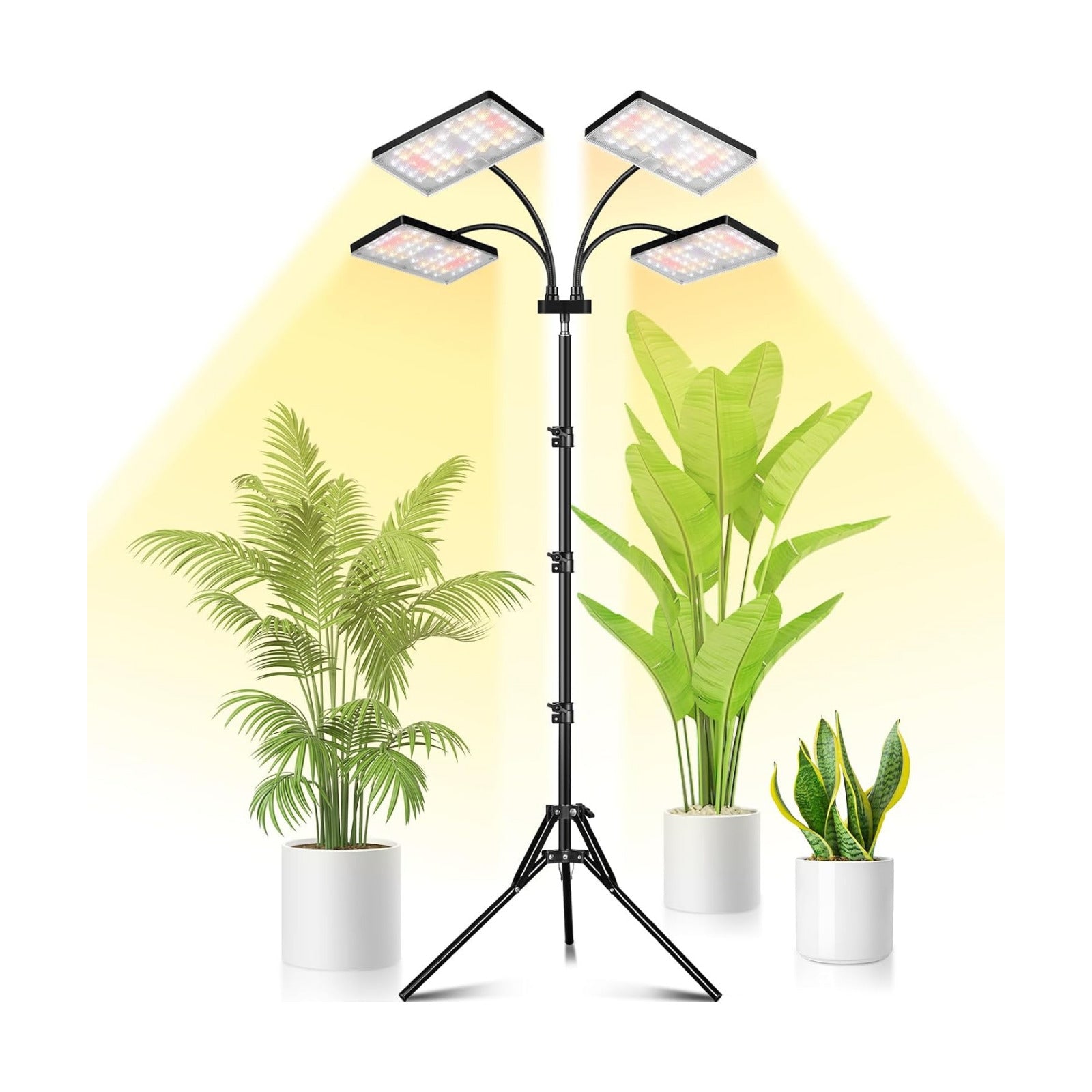 LBW Grow Light for Indoor Plants, Quad-Head Standing Plant Light, Full Spectrum, Wide Coverage, 63” Adjustable Height
